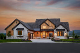 the exterior of a home at dusk shot by north carolina based residential photographer