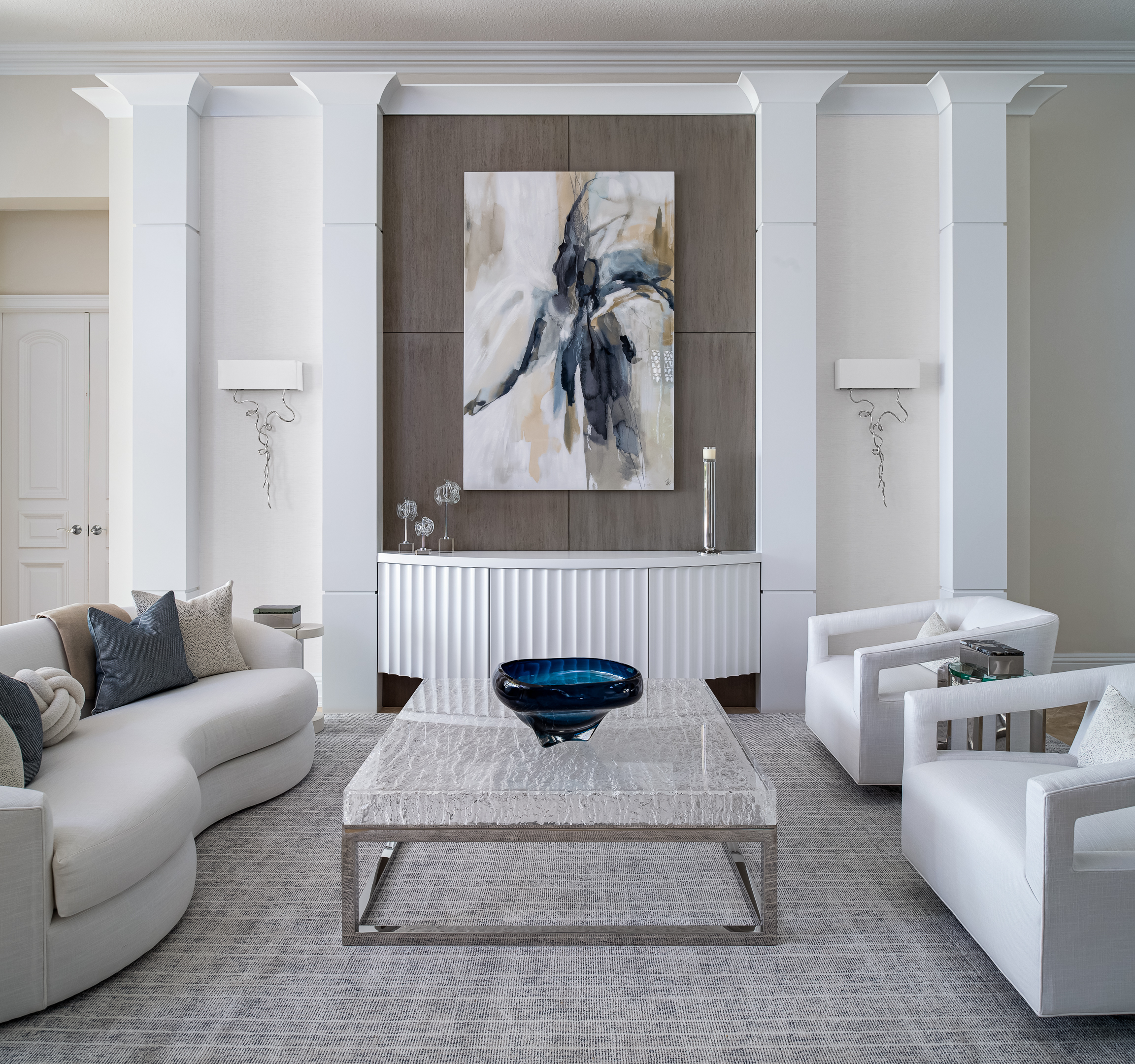 Interior design photographer captures a living room with contemporary art