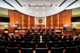 a professionally photographed empty courtroom by an interior design photographer based in North Carolina