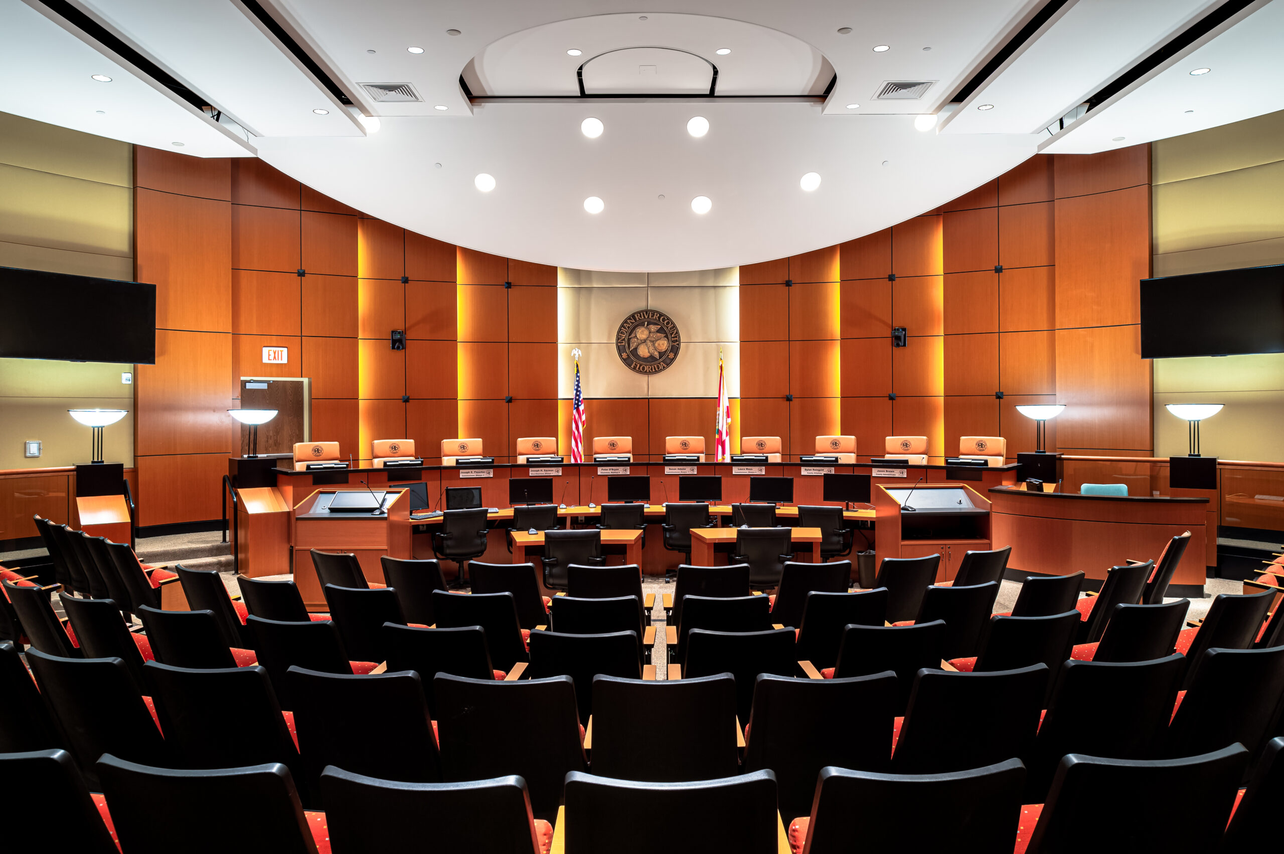 a professionally photographed empty courtroom by an interior design photographer based in North Carolina