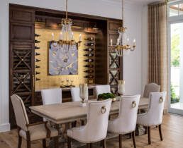North Carolina interior design photography of a dining room with a large table and chairs.